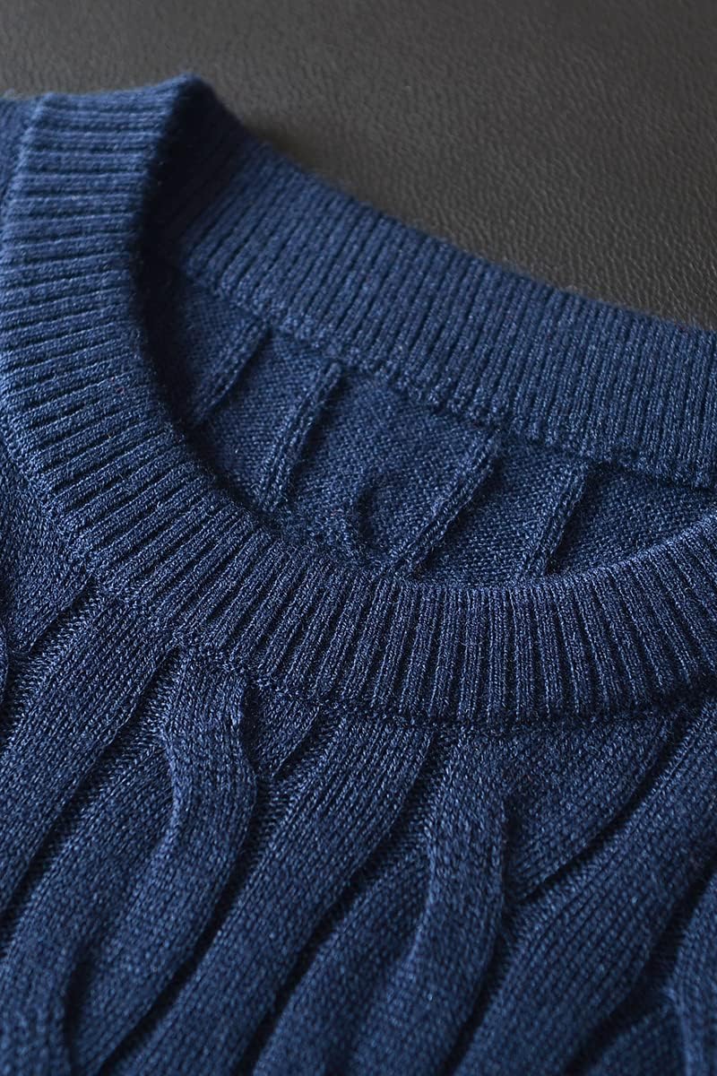 ZHILI Men's Casual Crewneck Sweaters Cable Knit Thermal Pullover Sweater