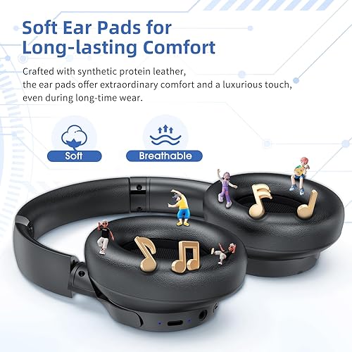 Miniatura 4 de Auriculares con cancelación activa de ruido, auriculares inalámbricos Bluetooth con micrófono, modo de transparencia, tiempo de reproducción de 70