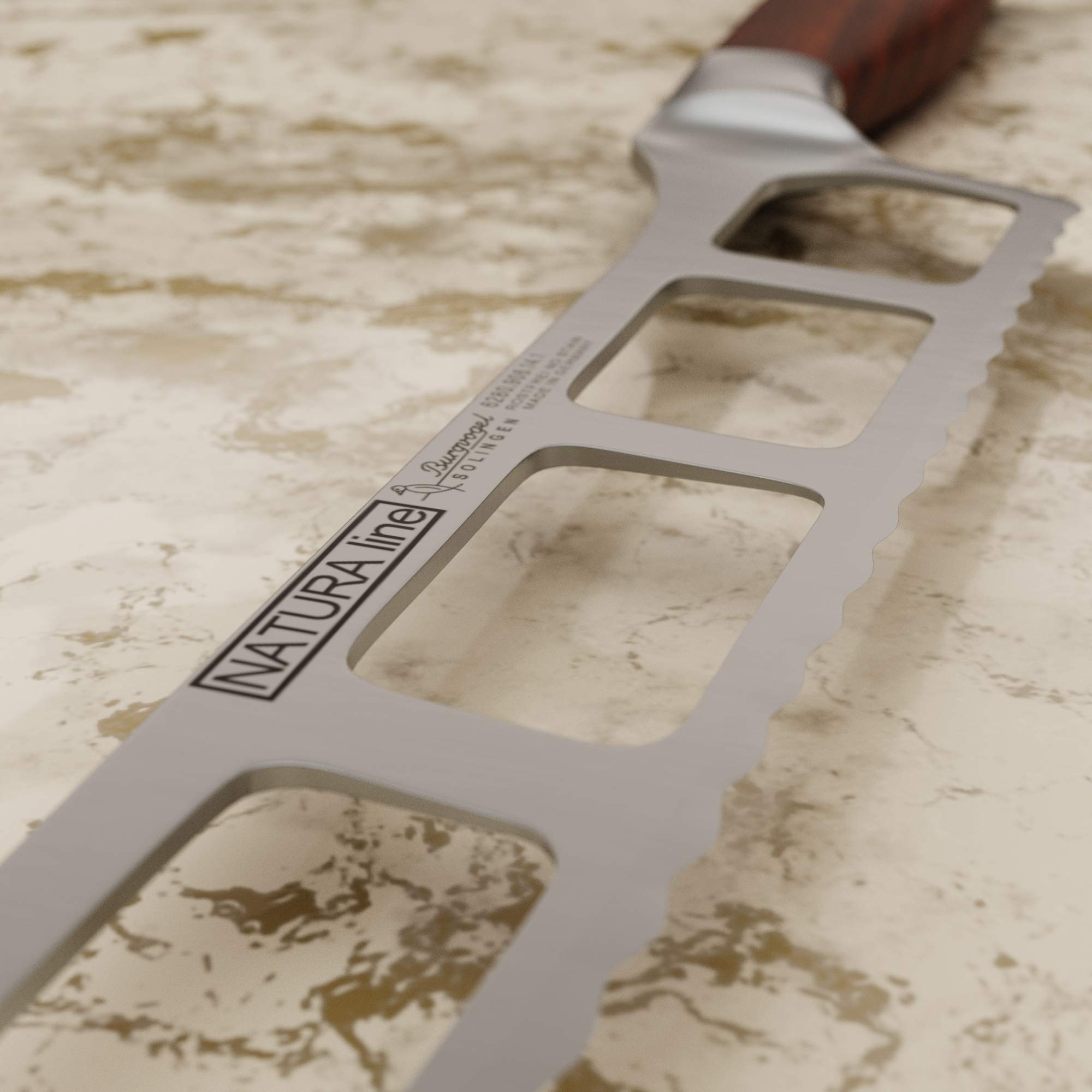Burgvogel Solingen Natura Line, scharfes Käsemesser Holzgriff, rot satiniert, geschmiedet, 14 cm, rostfrei, Made in Germany