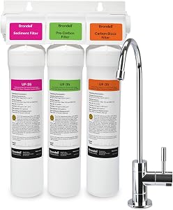 Brondell H2O+ Coral UC300 Three-Stage Under Counter Water Filtration System with LED Faucet