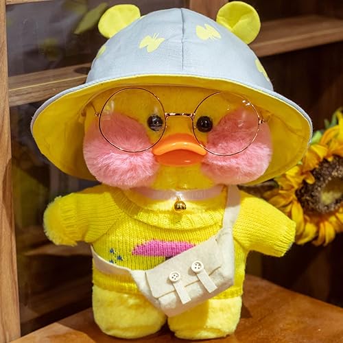 Miniatura 2 de LALAFANFAN Lindo peluche de pato amarillo con 12 accesorios, ropa de vestir, peluche Kawaii para niños