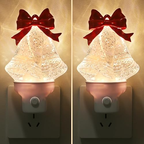 Miniatura 10 de Luz nocturna de Navidad enchufable a la pared, luz nocturna de agua con purpurina con opciones USB/tomacorriente, luz nocturna decorativa de