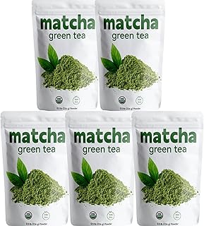 (226g /5pack), Premium Matcha Green Tea Powder - Barista Grade for Lattes, USDA Organic Certified, Keto & Paleo Friendly, Antioxidant Rich, 100% Pure, 2.5 Lbs Canister