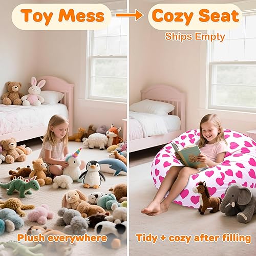 Miniatura 74 de Lukeight - Puf de almacenamiento de animales de peluche para niños, funda para puf de dinosaurio con cremallera para organizar la habitación de