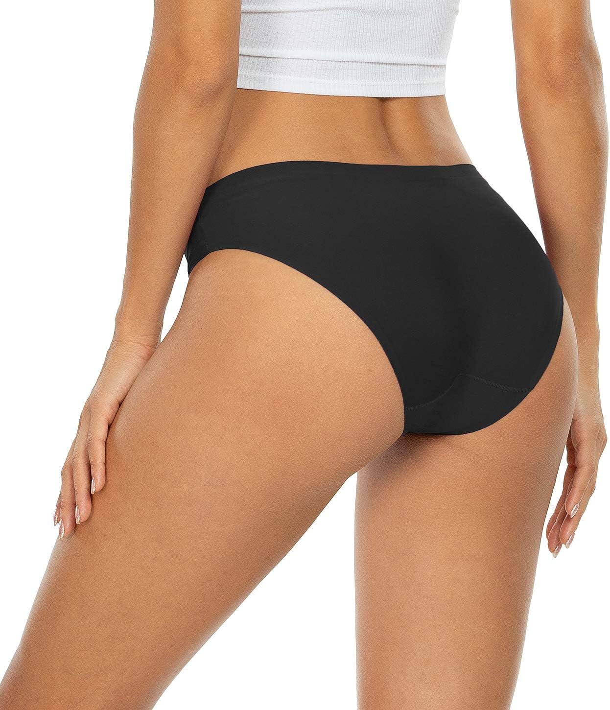 Seamless Underwear Invisible Bikini No Show Nylon Spandex Women Panties(826-Black-S)