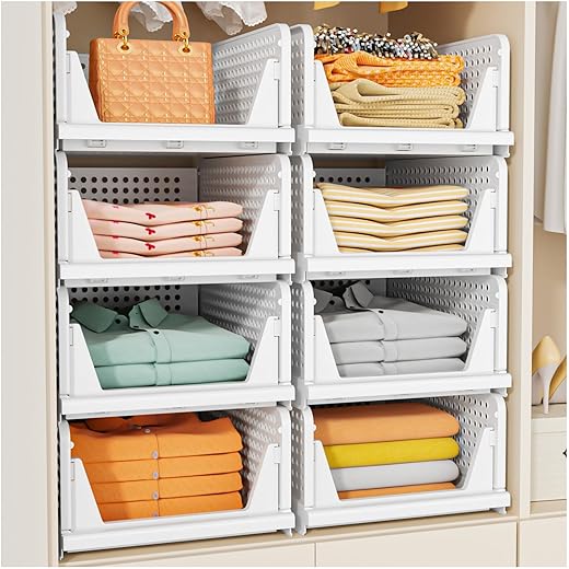 Low-effort clothing drop zones – Stackable Wardrobe Storage Organisers (5 Pack)