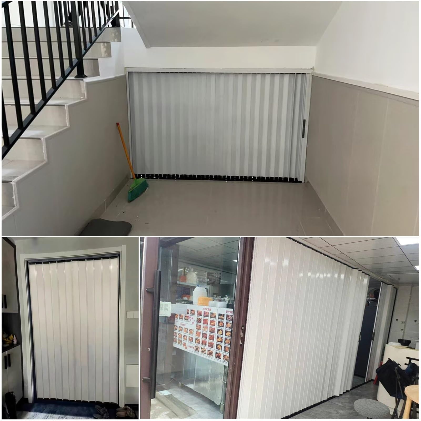 Porta a Soffietto Larghezze: 60 65 70 80 90 100 cm, Cancello a Soffietto Bianco con Serratura per Esterni, Porta Scorrevole Pieghevole per Divisorio Ambienti/Patio(39x98in/100x250cm)