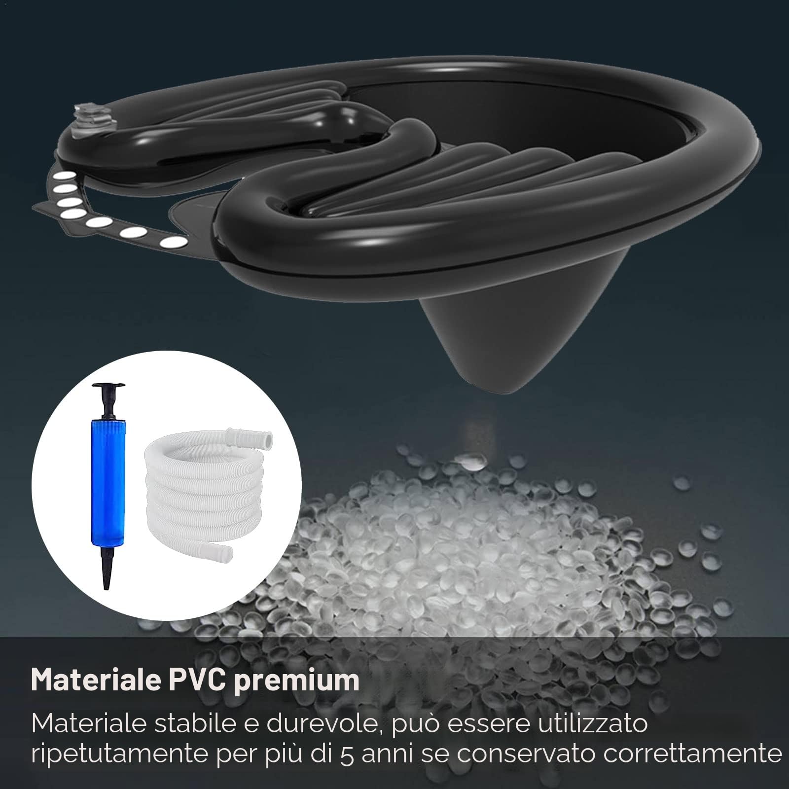 CDIYTOOL Bacino gonfiabile portatile per shampoo, per salone mobile, in PVC, pieghevole, per lavare i capelli, nero