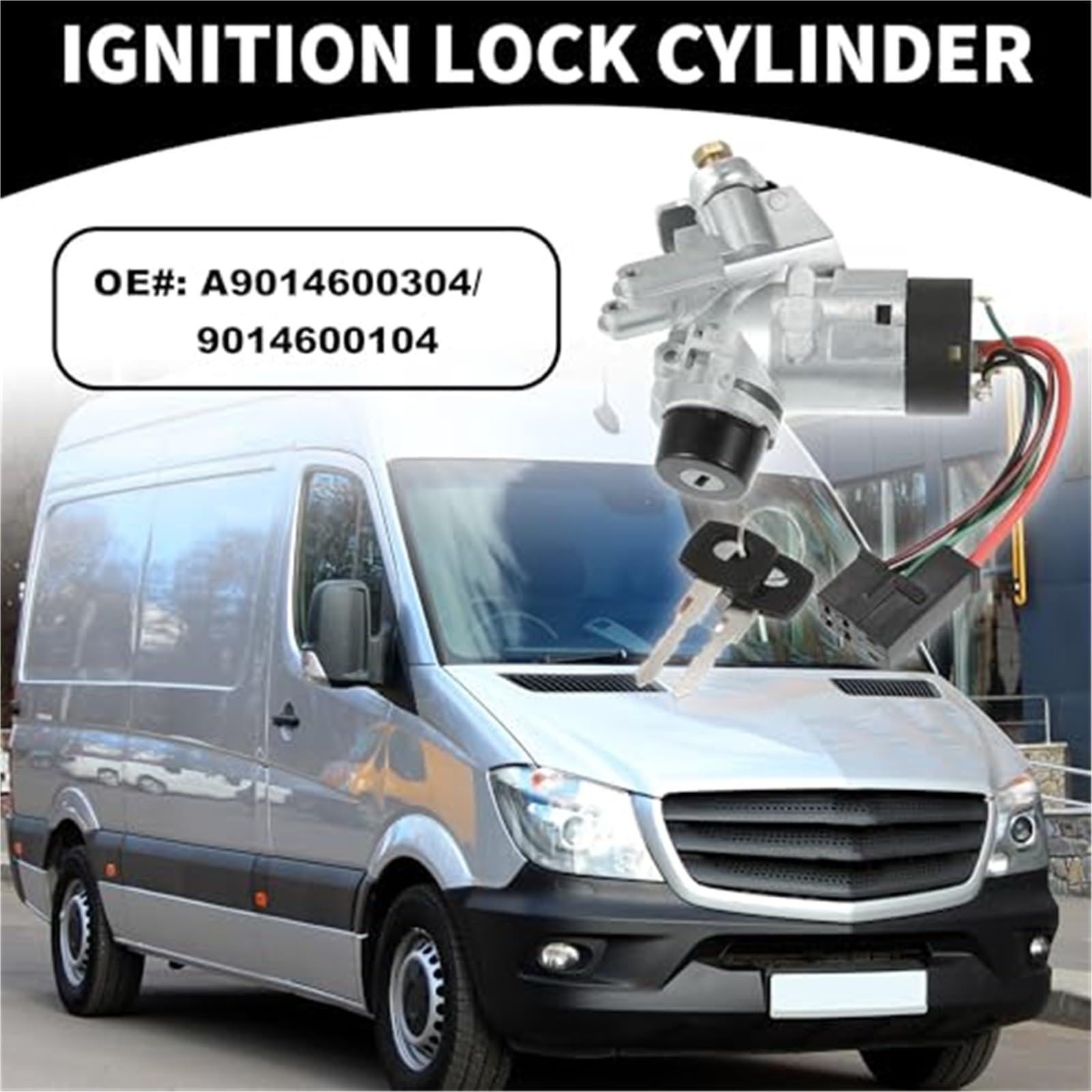 Gruppo cilindro di blocco interruttore di accensione con chiavi n. A9014600304 - Cilindro di blocco accensione auto Interruttore a chiave Avviamento, for Mercedes, for Sprinter 1995-2006 Metal