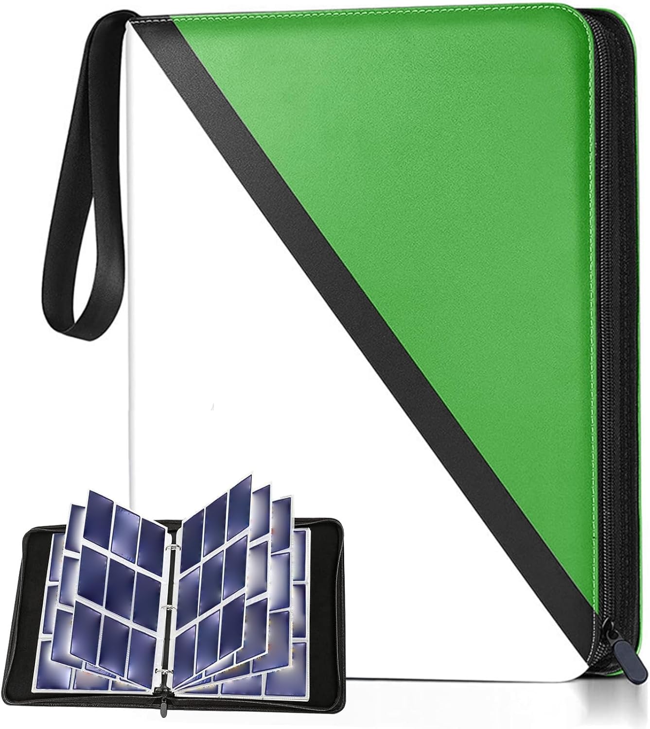 Card Binder with 9 Pockets - Holds Up to 900 Cards, Trading Card Collection Case Book Case Book (Green, 9 Pockets/900 Cards)
