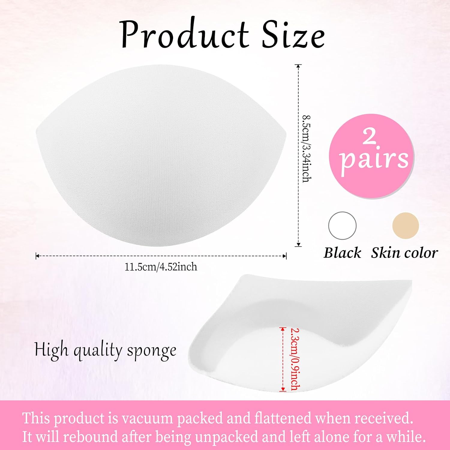 2 Pairs Small Size Bra Inserts Breast Enhancers, Women's Push Up Bra Pads Inserts, Push up Swimsuit Pads, Fits A Cup