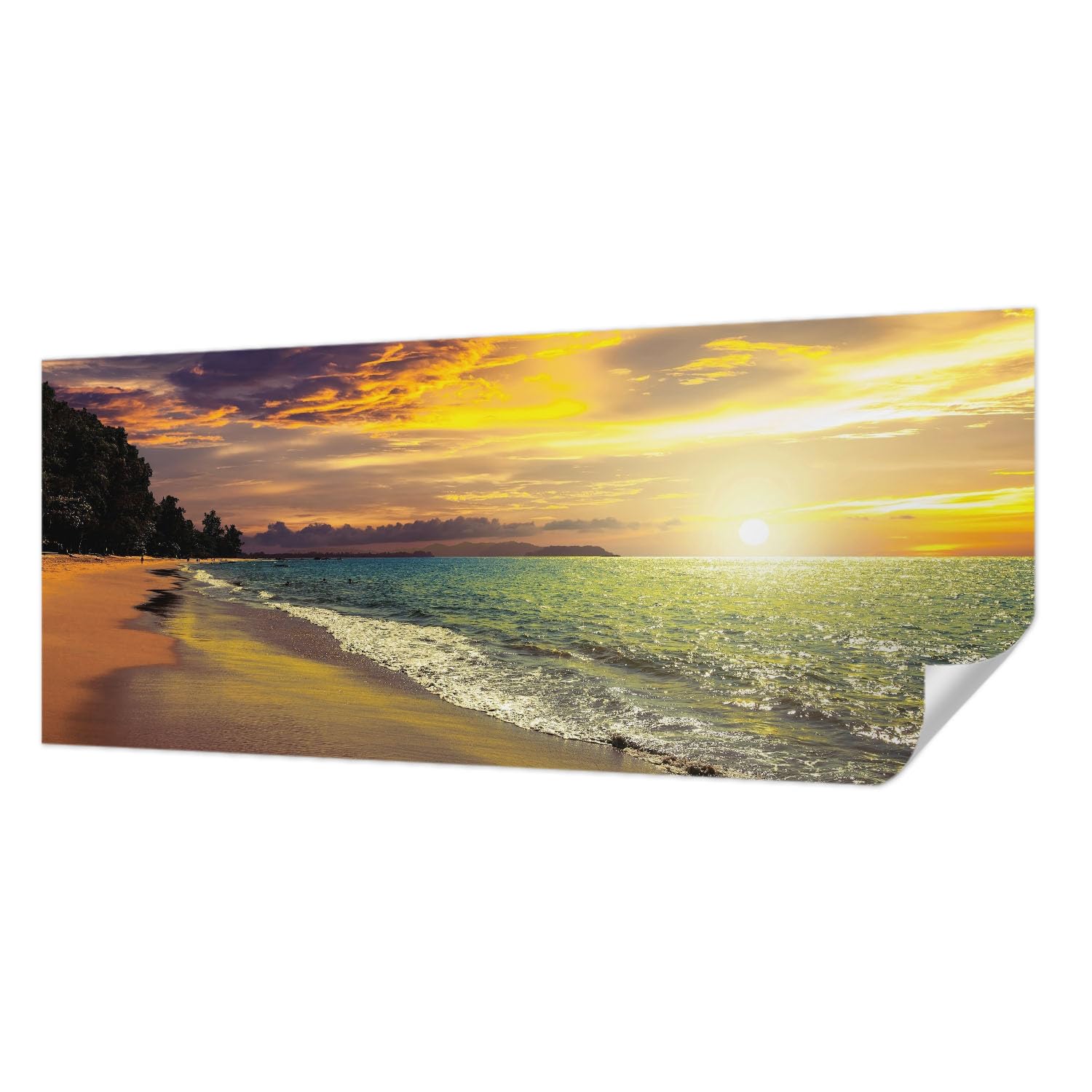 Papier peint adhésif pose murale facile sans colle plage coucher de soleil