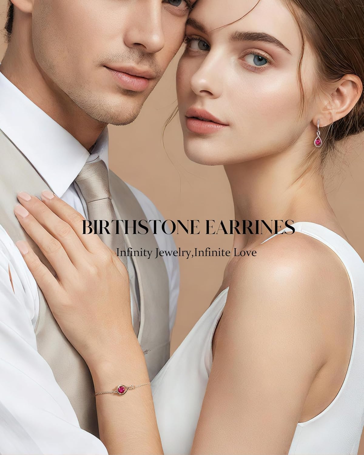 FANCIME Dangle Drop Earrings 925 Sterling Silver Dainty Infinity Round Gemstone Birthstone Jewelry Birthday Mothers Day Gifts for Her Women - Image 5