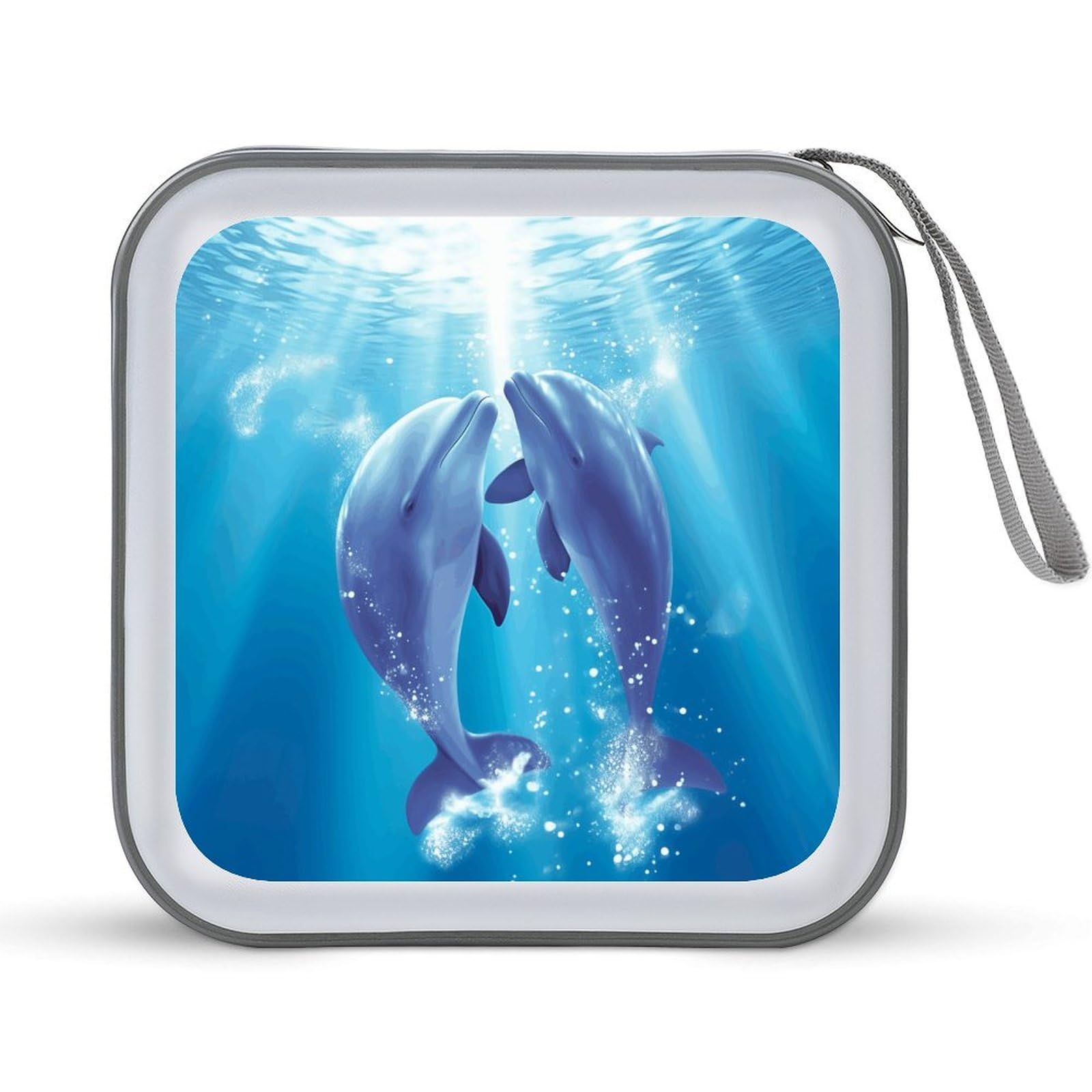 JTREHY - 40 Sheets CD Storage Case with Portable Zipper Dolphin Love Design Portable CD DVD Case for Car Home Office Game Disc Audio Music