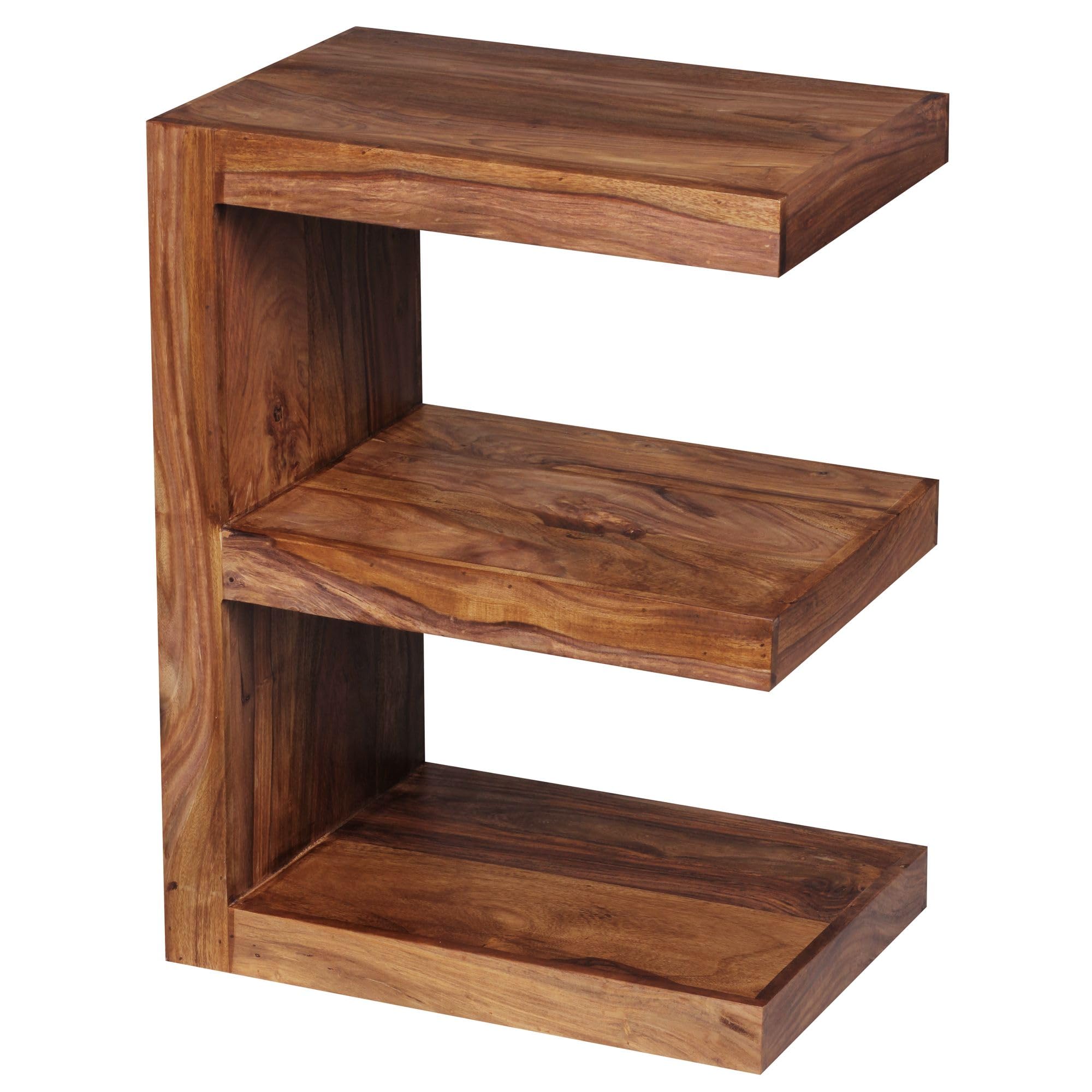 FineBuy Beistelltisch E Cube 45x30x60 cm Sheesham Massivholz Braun