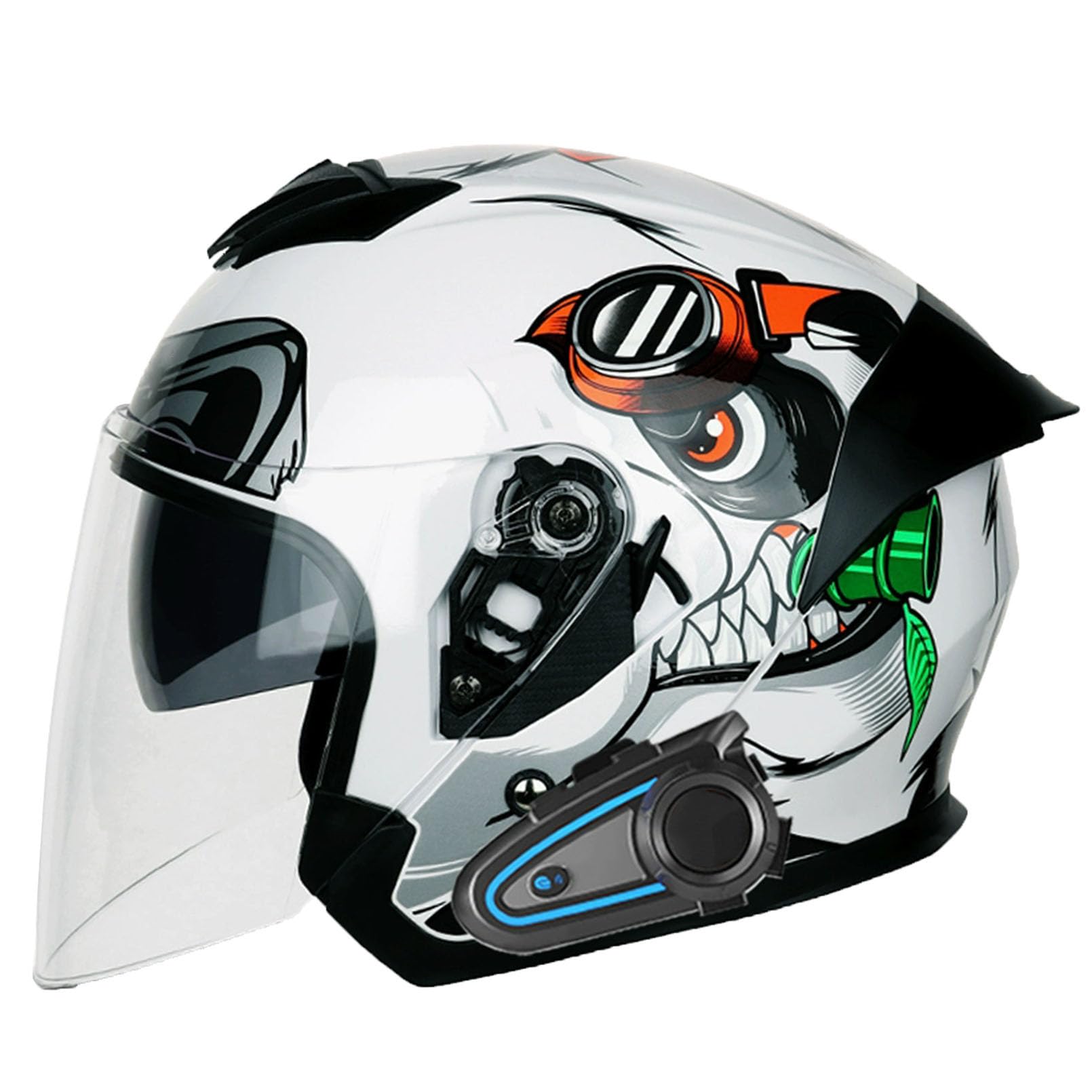 Casco de moto 3/4 retro JATIBOSH para hombre y mujer con visera solar abierta