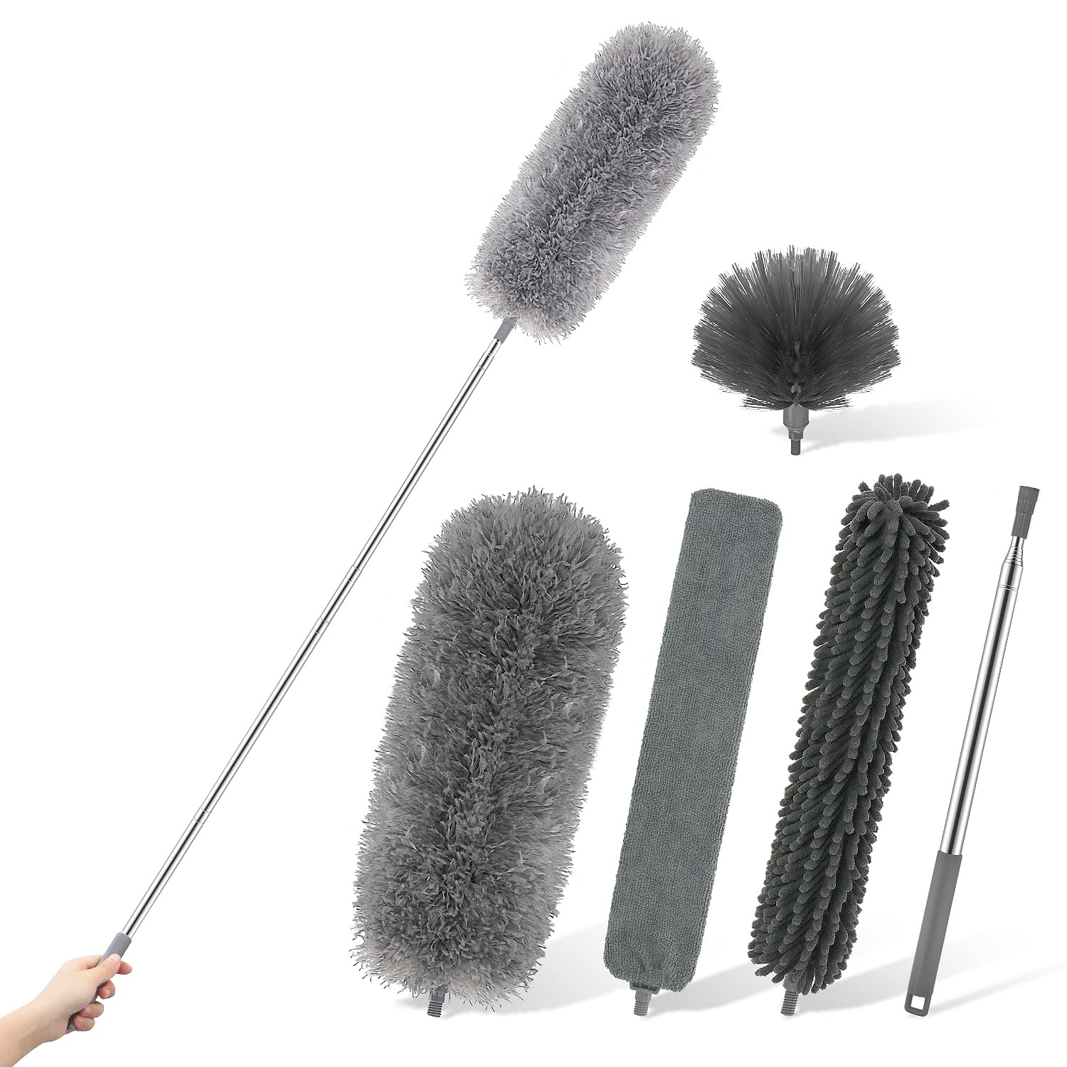 5PS Microfiber Extendable Duster,with 30-100 Inches Stretch Extension Pole, Bendable&Washable Cobweb Duster,Perfect Reusable Feather Duster for Cleaning High Ceiling,Blinds,Fans,Furniture,Cars (B09LMFL66H) Amazon Price History, Amazon Price Tracker