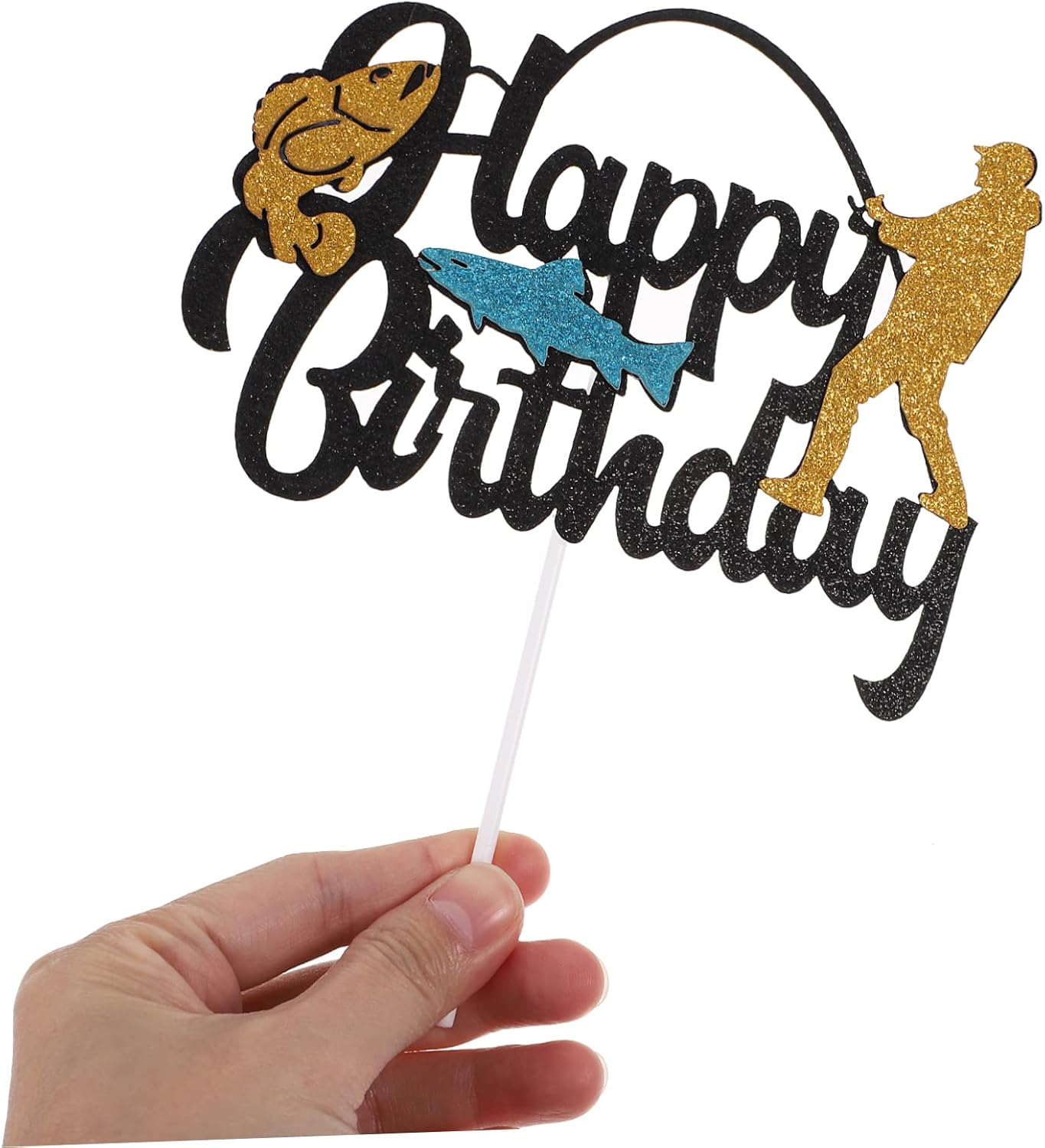 FAVOMOTO 40pcs Fishing Themed Birthday Cupcake Toppers Fun Cake Picks for Outdoor Parties Charming Fishing Decorations for Cakes Muffins and