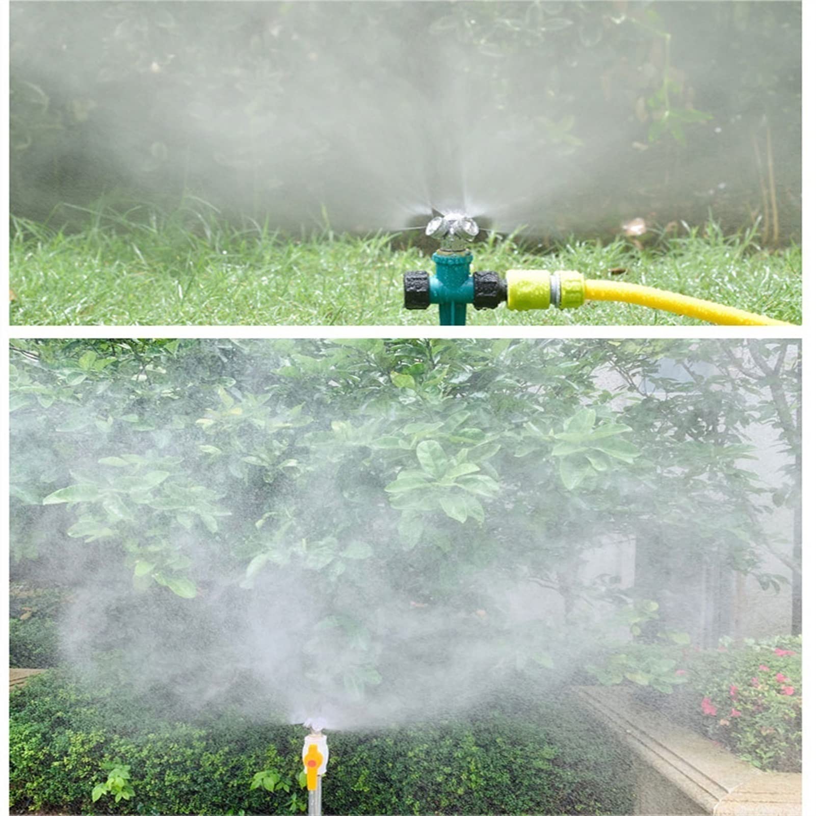 Paquete de 10 boquillas de nebulización de latón con forma de abanico, boquillas de nebulización de baja presión con boquilla G1/2" para sistema de refrigeración, boquilla de niebla plana de abanico