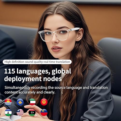 Miniatura 5 de Lentes inteligentes AI, lentes de traducción Bluetooth para hombres y mujeres, lentes de sol de audio inteligentes con traducción en tiempo real