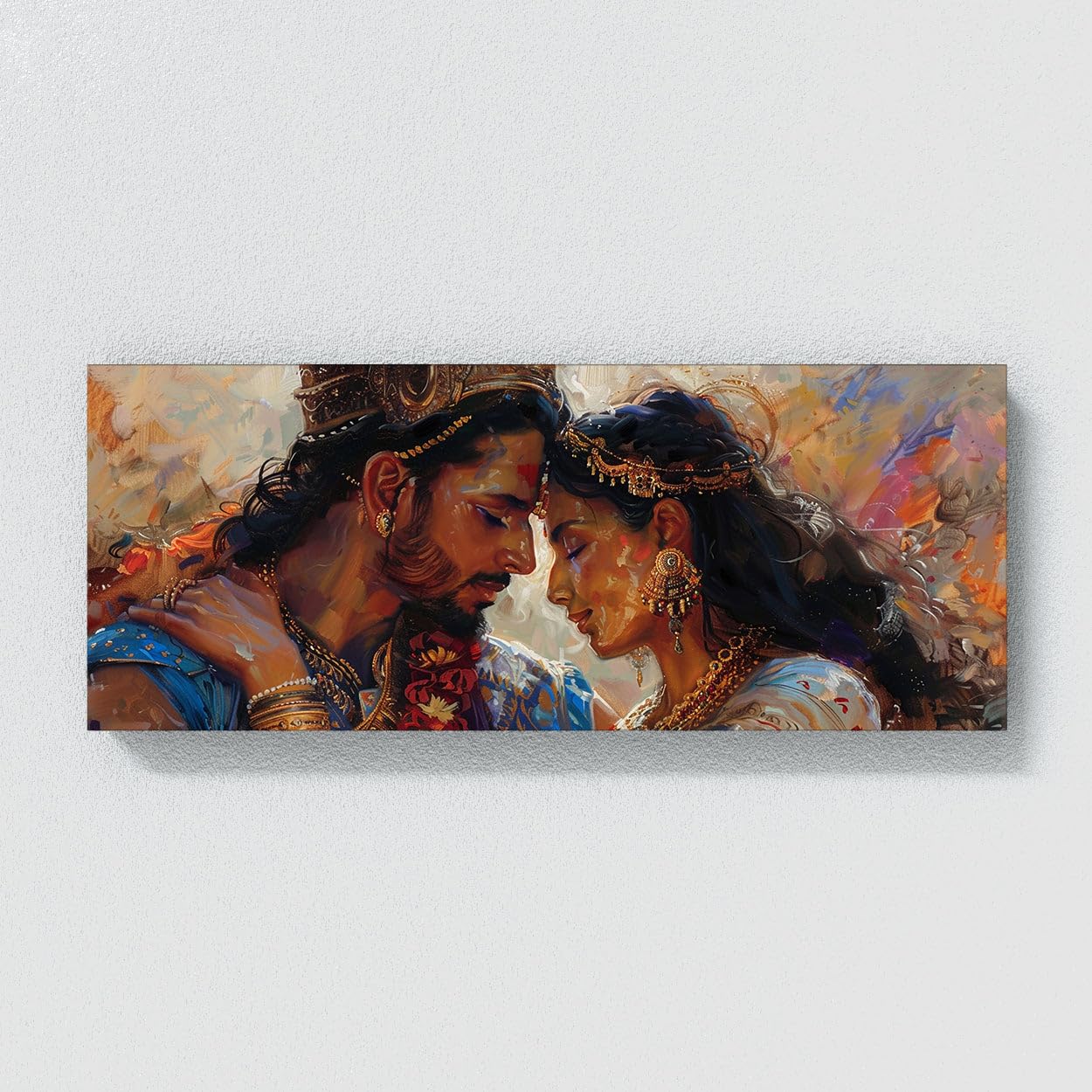 Sense Canvas Arjuna Romantische Verbindung 3 Leinwand-Kunst, Heimdekoration, Wandkunstdruck, Poster, Gemälde, groß, 40 x 16 / 3,8 cm