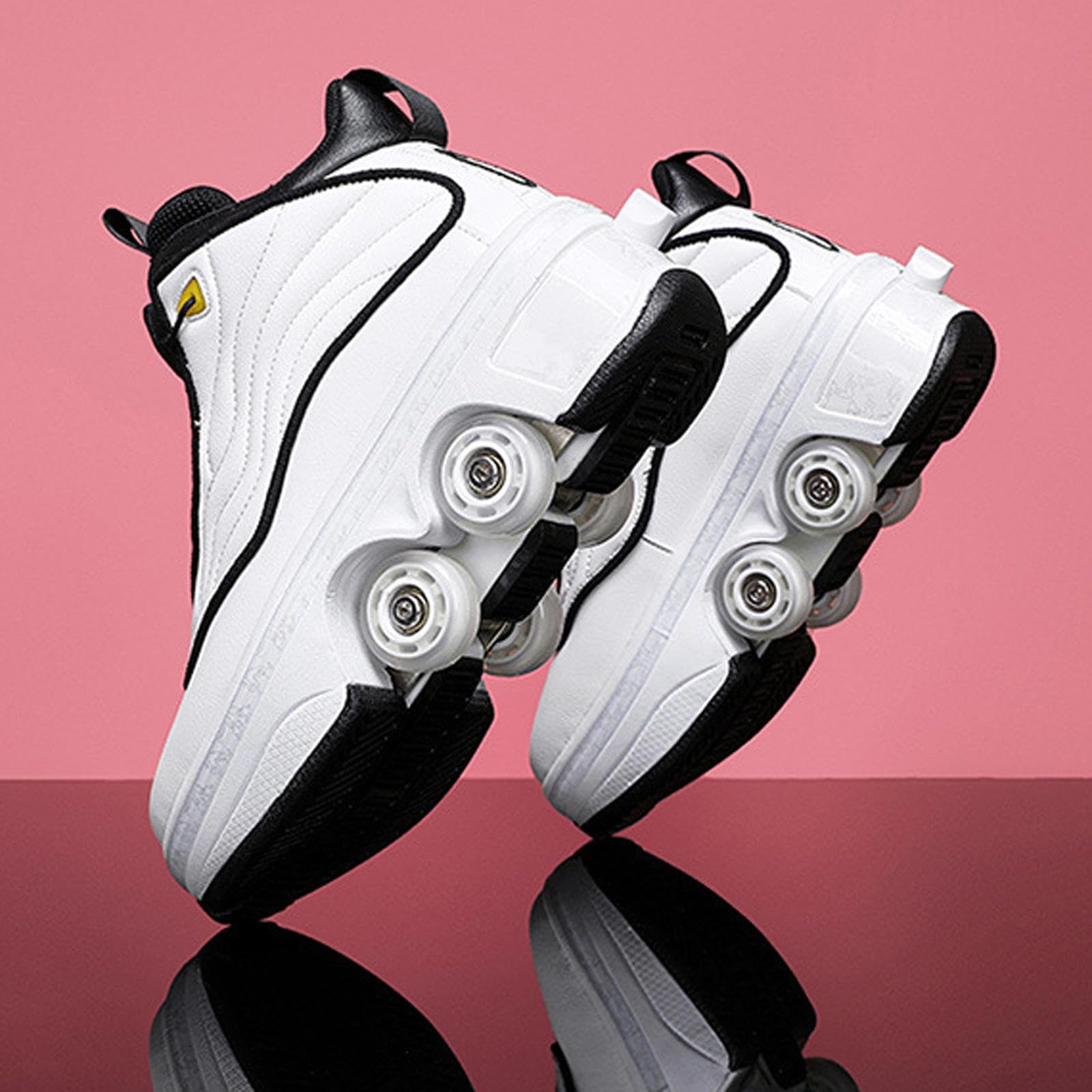 Rollschuhe, Schuhe mit Rädern, Rollschuhe Schlittschuhe Einziehbare Erwachsene, Parkour Schuhe im Freien,White-33