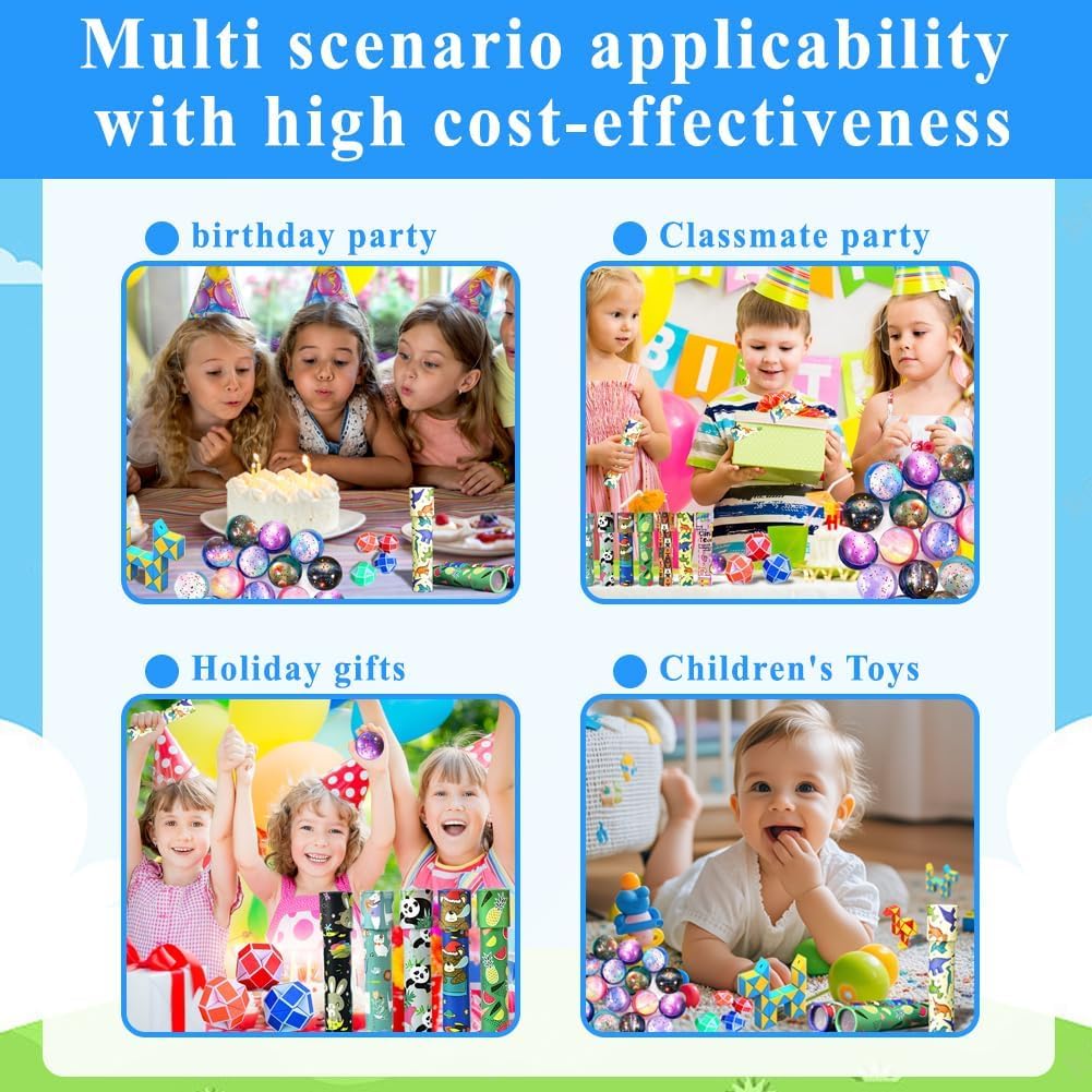 Cadeaux de Fête d'Anniversaire pour Enfants, 36 Pièces Set, 12 Kaléidoscopes pour Enfants, 12 Balles Thème Espace, 12 Serpents Magiques en Cube, Cadeaux d'Enfants pour Anniversaire, Noël et Fêtes