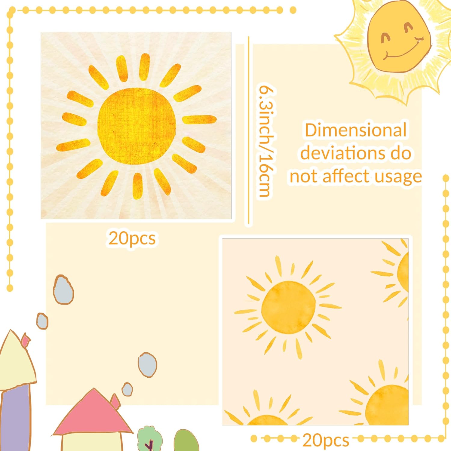 40Pcs Boho Sun Napkins First Trip Around The Sun Party Paper Napkin Disposable Boho Sunshine Birthday Wedding Party Supplies Sunshine Baby Shower Decorations - Image 2