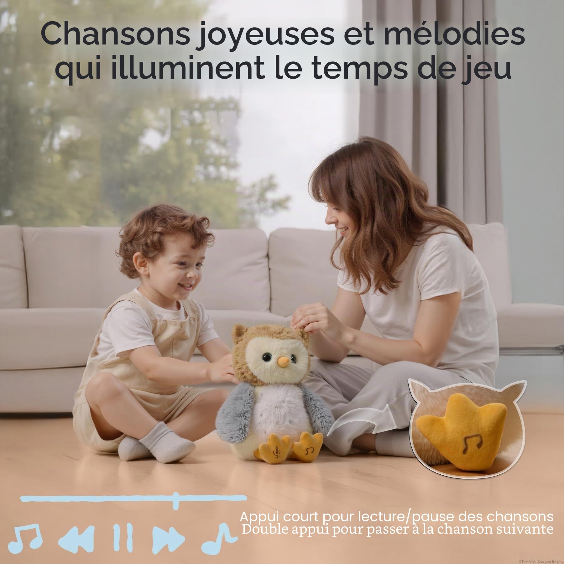 Peluche Animal Qui Danse et Repete pour Bebe, Interactif Musical Hibou Jouet avec Enregistrement, Dansante Parlante Jouets Enfant, Peluches Animaux Interactifs
