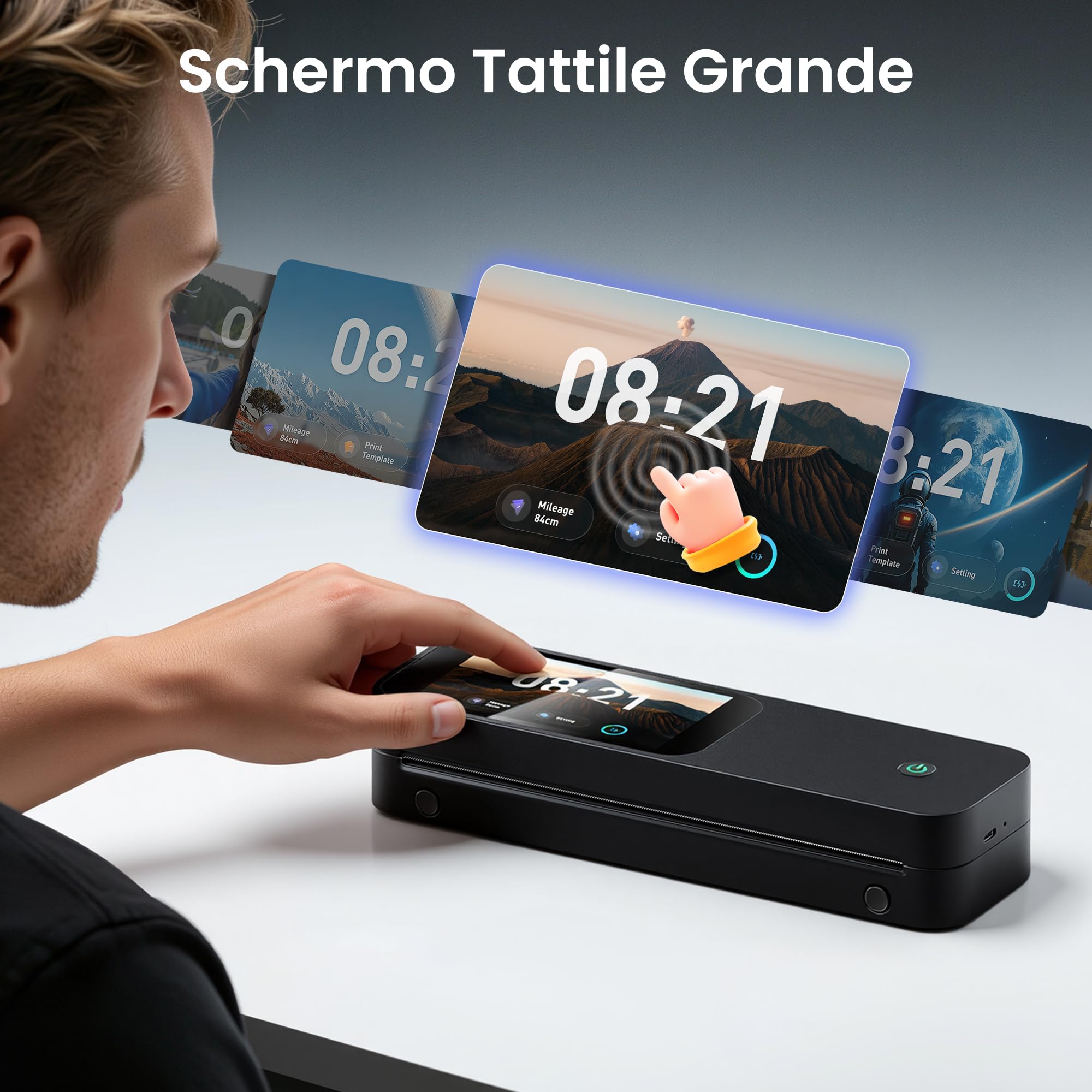Phomemo Stampante Termica Portatile A4 Kit, 5'' Schermo Tattile, 3500mAh