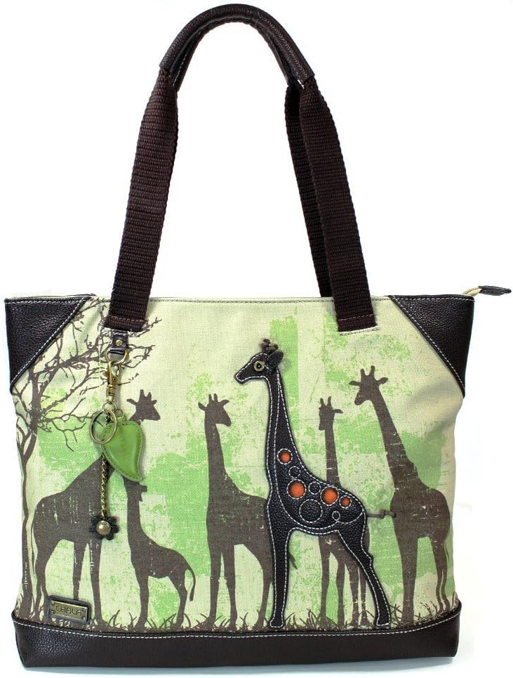 Chala Safari Forest Canvas Handbags Collection (Large Tote Giraffe- 912) (Giraffe)