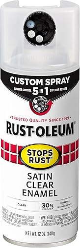 Rust-Oleum 376883 - Pintura en aerosol 5 en 1 personalizada para prevención del óxido, 12 onzas, transparente satinado