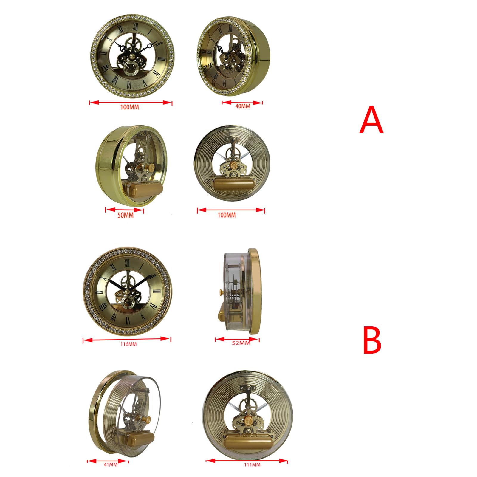 Retro Gear Wanduhrwerk, handgefertigte Aufhängung, Gold 116MM