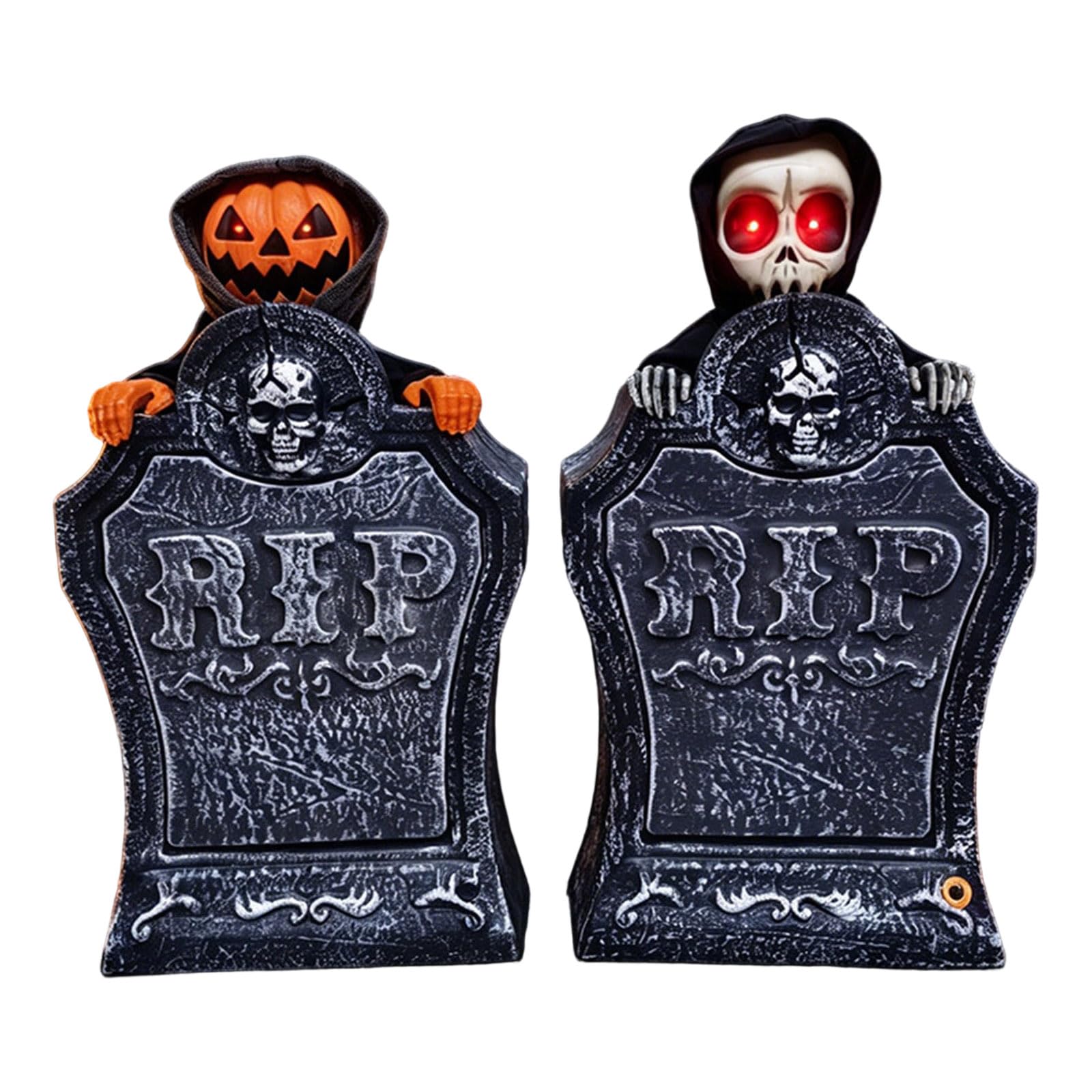 Lapide Animata alimentata a Batteria con Occhio Luminoso e Colonna Sonora inquietante per Ornamento Realistico Halloween, Pennarello parlante Luminoso