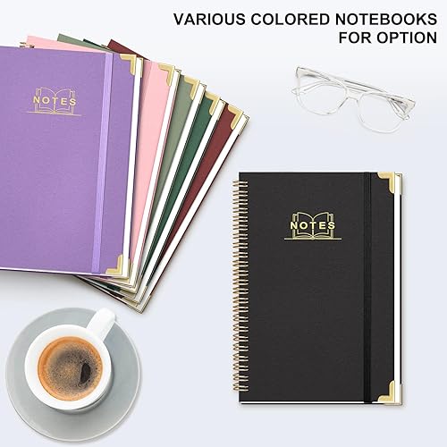 Miniatura 6 de Cuaderno de espiral rayado, cuaderno A5 de tapa dura en espiral para el trabajo, 5.7 x 8.2 pulgadas, cuadernos de papel grueso de 3.53 ozm