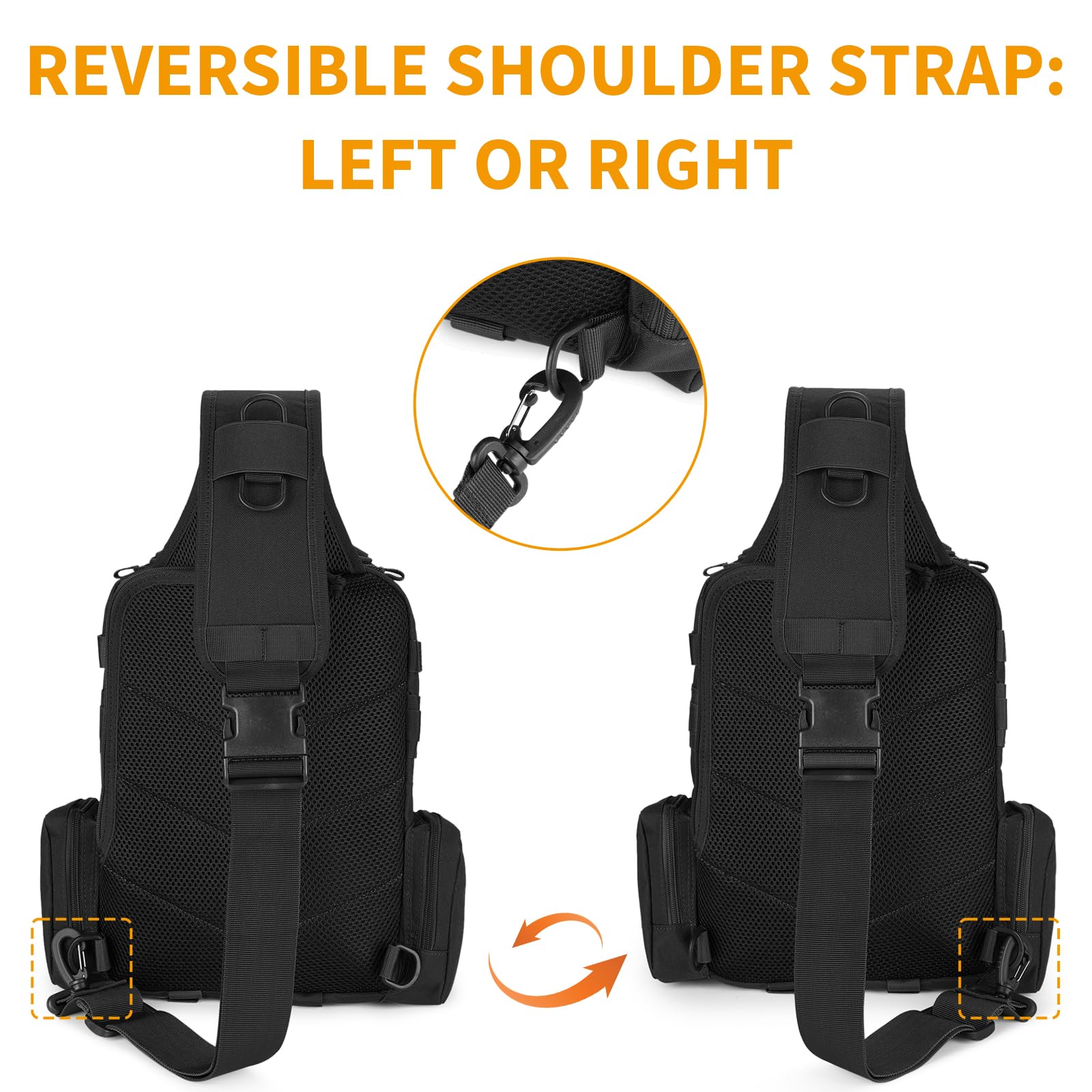 G-raphy Zaino Monospalla Uomo Militare Casuale Marsupio Sportivi Borsa a Tracolla Marsupio Uomo Sportivo Borsetta Monospalla Militare per Campeggio Escursionismo Ciclismo Viaggio Trekking (Nero)