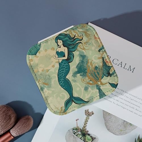 Miniatura 4 de Retro Mermaid Jewelry Box for Girls Women Custom Travel Jewelry Case Portable Jewelry Storage Box Mini Jewelry Organizer Case for Rings, Necklaces,