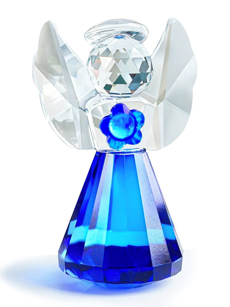 Amazon.com: HDCRYSTALGIFTS Blue Crystal Angel Figurine,Glass
