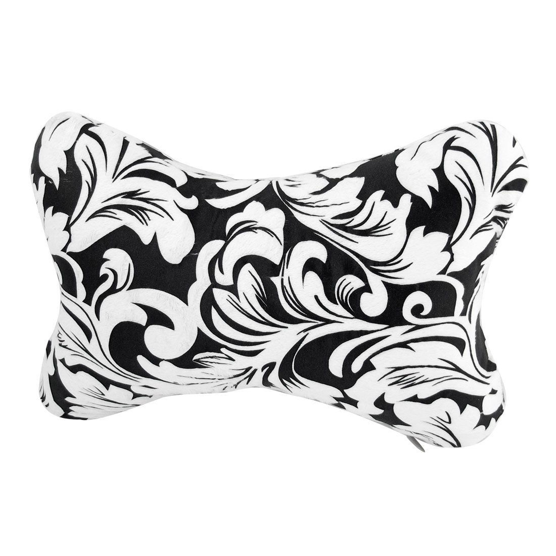 ELECTROPRIME Car Black Swirl Flowers Pattern Zip Up Neck Support Pad Pillow White