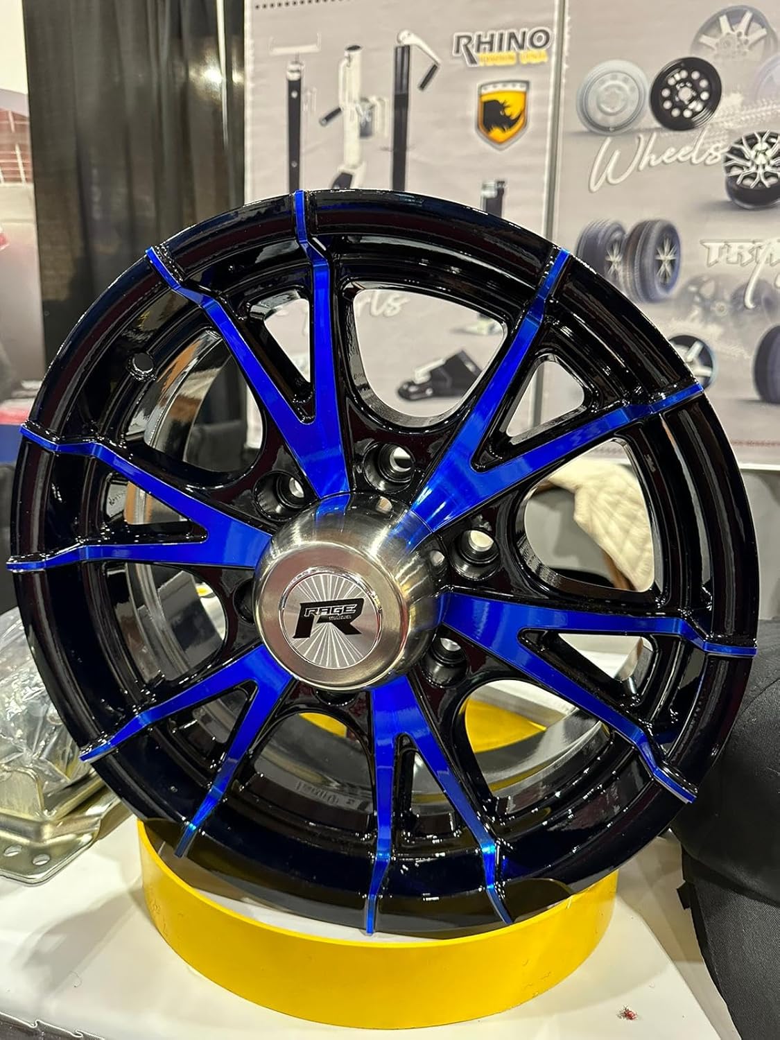 Set of 4 15x6 6x5.5 Premium Aluminum Trailer Wheel Blue Machine Faced 6Lug Trailer Rim