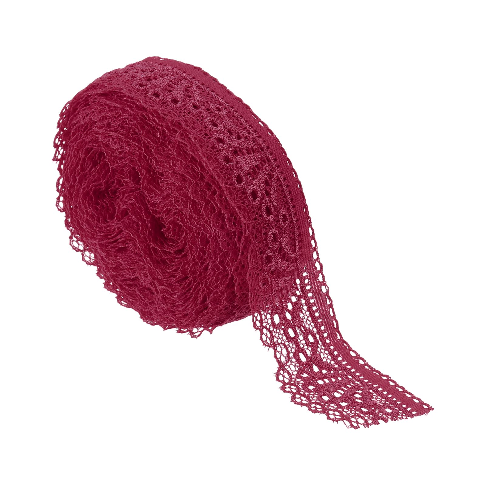 sourcing map Lace Trim, 10 Yards 1-1/2 Inch Vintage Lace Ribbons for DIY Sewing Craft Gift Package Decoration Wedding Headbands Wine Red — image 1