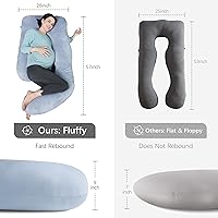 Vista 7 de MOON PARK Pregnancy Pillows for Sleeping - 57 Inch U Shaped Full Body Maternity Pillow with Removable Cover - Support for Back, Legs, Belly, HIPS