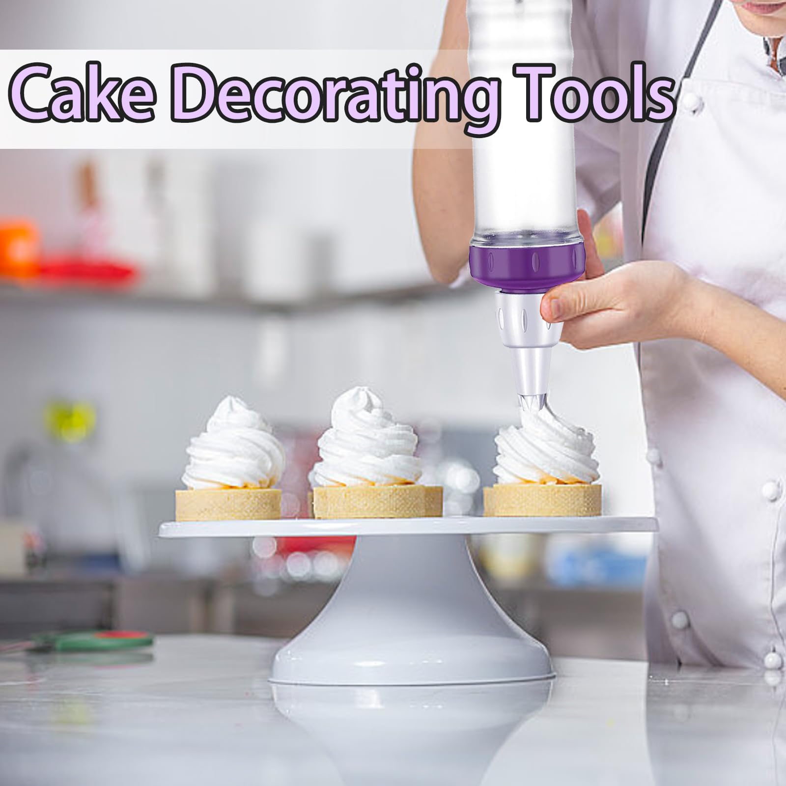 FANTEXY Dessert Decorating Syringe Set, Icing Piping Kit with 5 Piping Icing Nozzles Cake Decorating Tools Frosting Piping Kit Cupcake Decorating Kit Icing Gun
