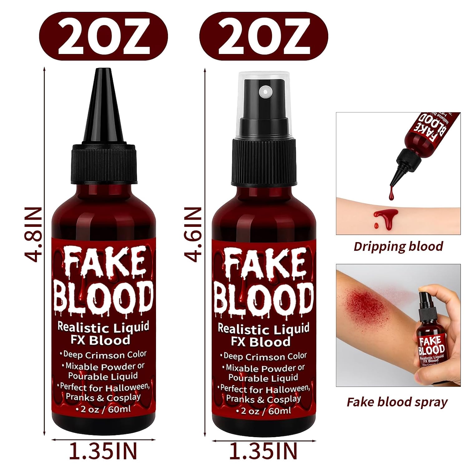 Fake Blood Spray, 4Oz Washable Fake Blood, Fake Blood Spray Suitable for Vampire Blood Stage blood for Halloween Costume, Zombie Makeup & Dress Up