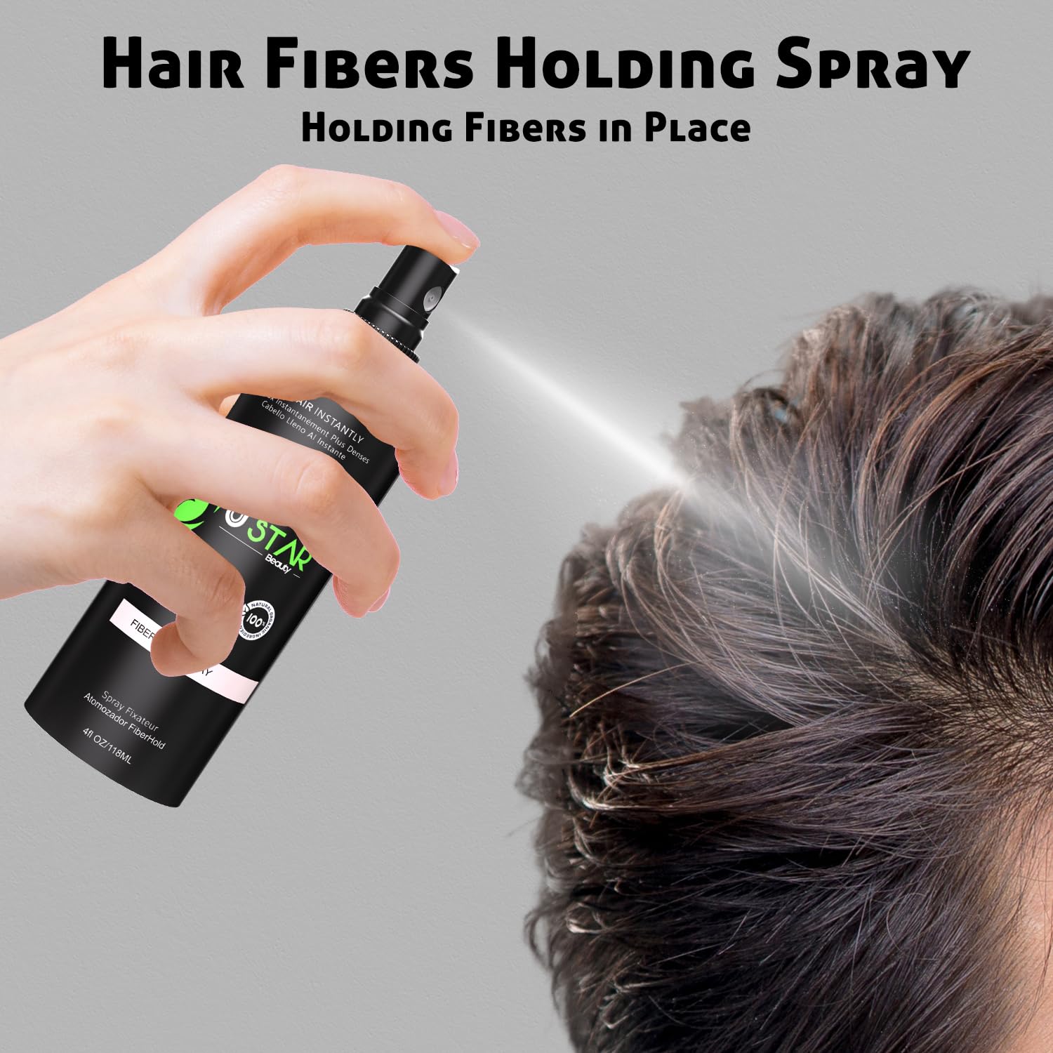 Ustar Hair Fibers Gift Pack – Black – 12g Bottle + 4-in-1 Refill Bag – Hair Loss Concealer