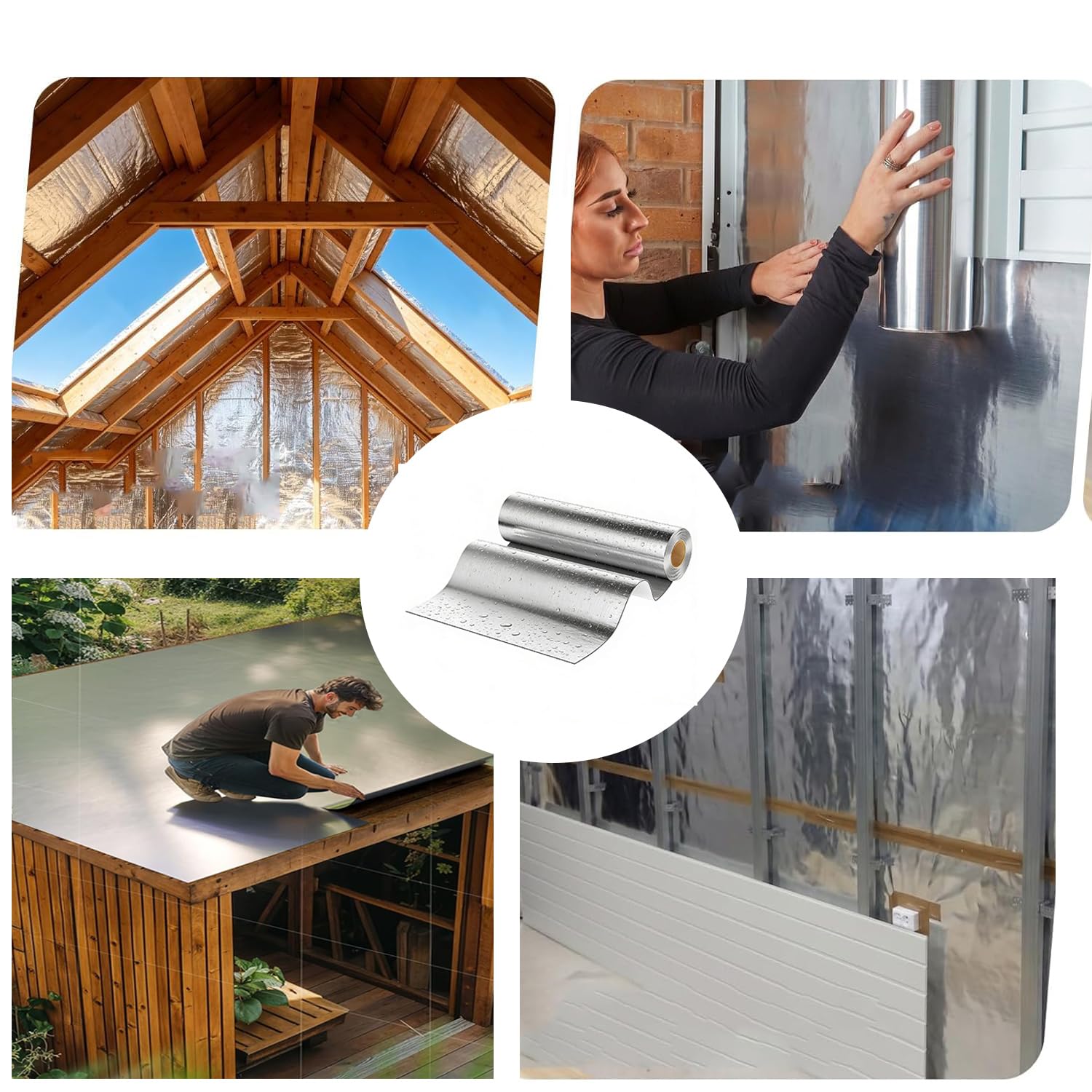 Dachfolie Aluminium 1x10m 10㎡ Selbstklebend Bitumenkleber für Gartenhäuser Garagendächer