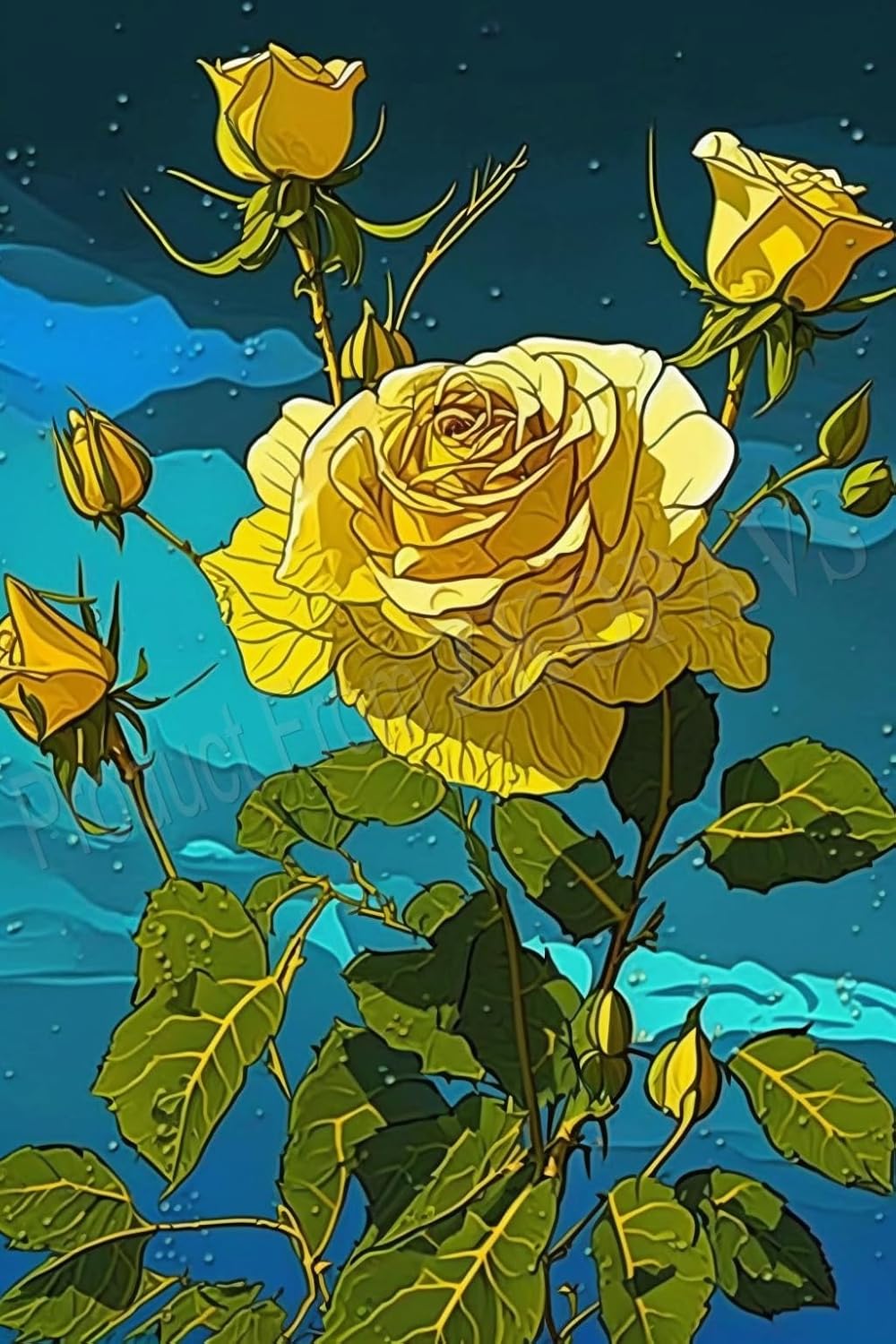 ZKOPAVS Canvas Wall Art Yellow Roses And Blue sky Picture