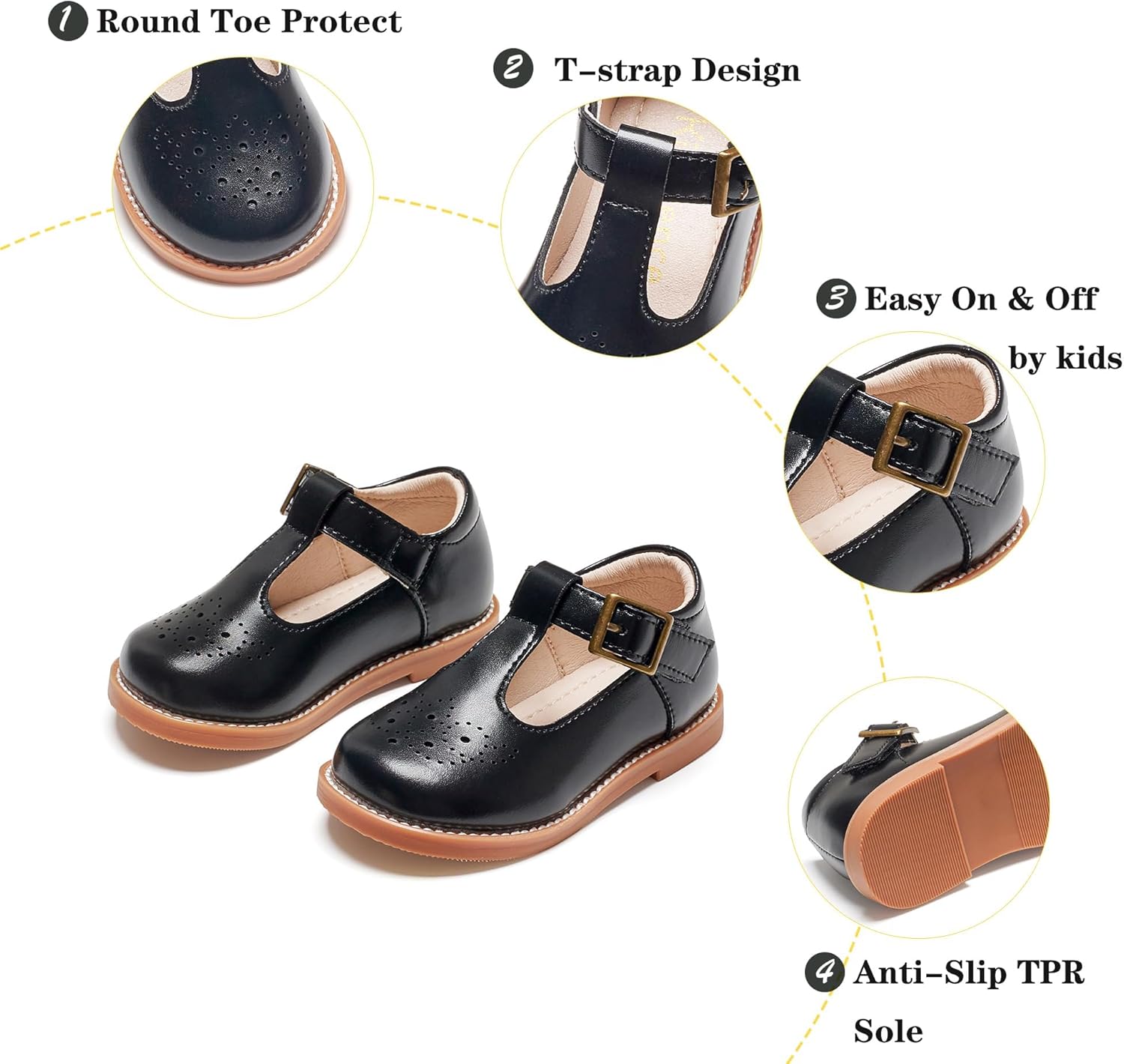 Kiderence Girls Flat Dress Shoes School Oxfords Mary Jane (Toddler/Little Kids) - Image 4