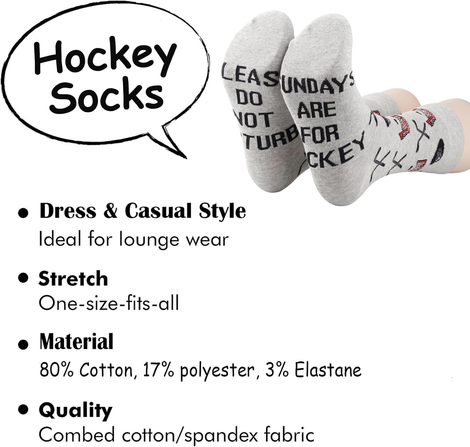 TSOTMO Hockey Season Novelty Crew Socks for Lovers Players Coach Hockey Team Gifts - Image 2