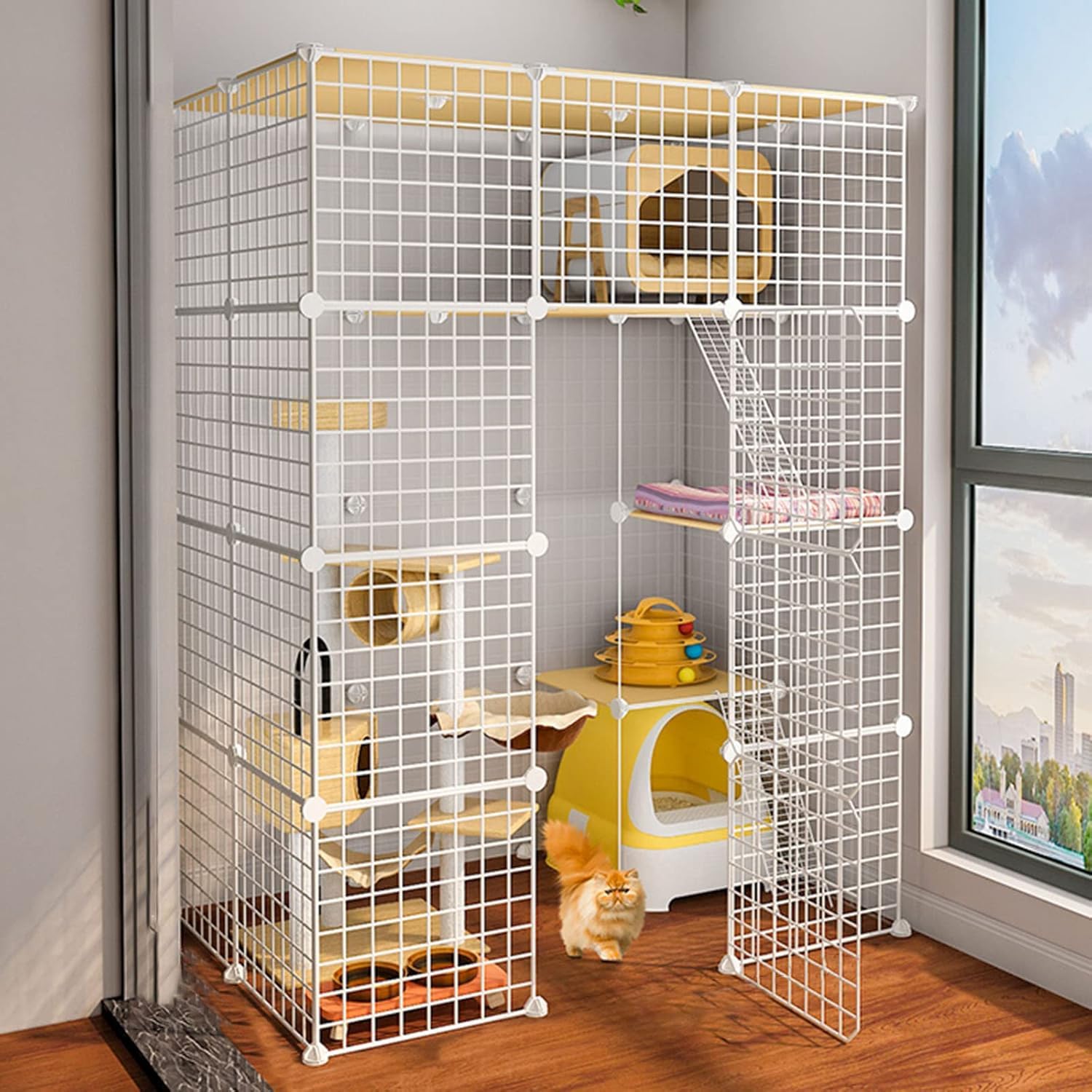 Parc à chat portable intérieur et extérieur pour sécuriser votre félin au salon